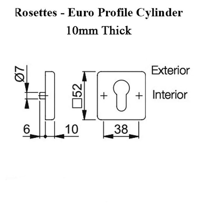 Hoppe Square Escutcheon Pair for Euro Profile Cylinder – 55mm, Satin Stainless Steel