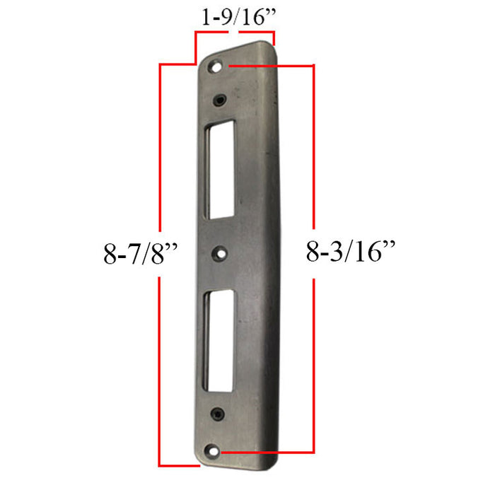 Amesbury P2000 Adjustable Latch and Deadbolt Strike Plate – Curved Lip, Stainless Steel