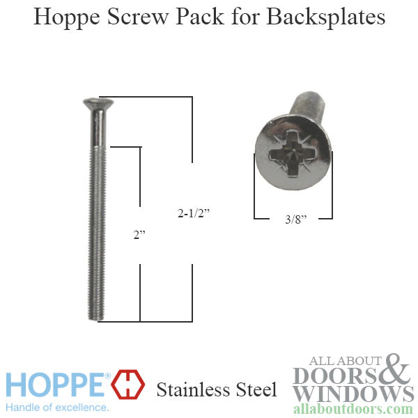 Hoppe Backplate Screw Pack – M5 x 65mm, Polished Chrome