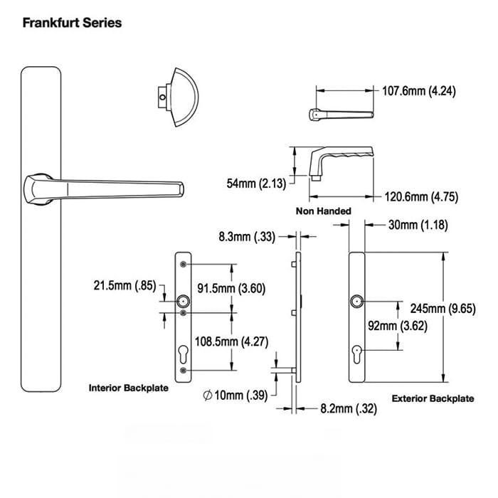 Hoppe Frankfurt Active Multipoint Handleset – 92mm PZ, Clear Anodized