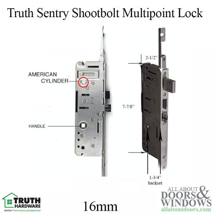 Truth Sentry Active Shootbolt Multipoint Lock Gear – 45mm Backset, 16mm Faceplate