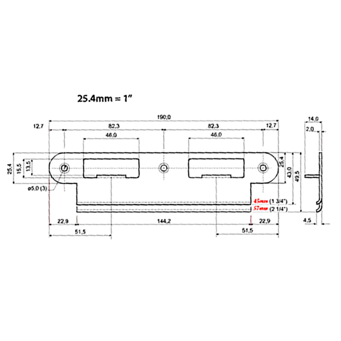 G-U/Ferco Latch and Deadbolt Keeper – 1-3/4" Door, Dark Bronze
