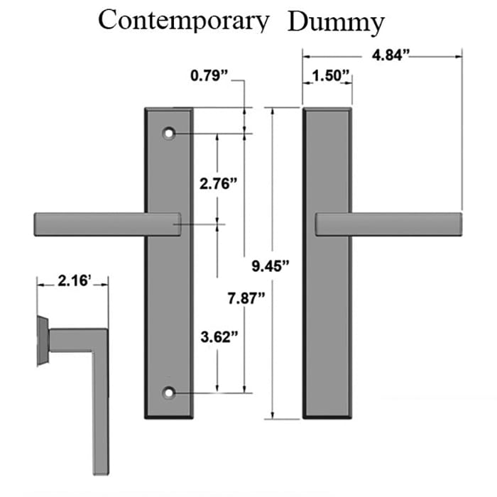 Contemporary Dummy Multipoint Handleset – Brushed Nickel or Antique Black