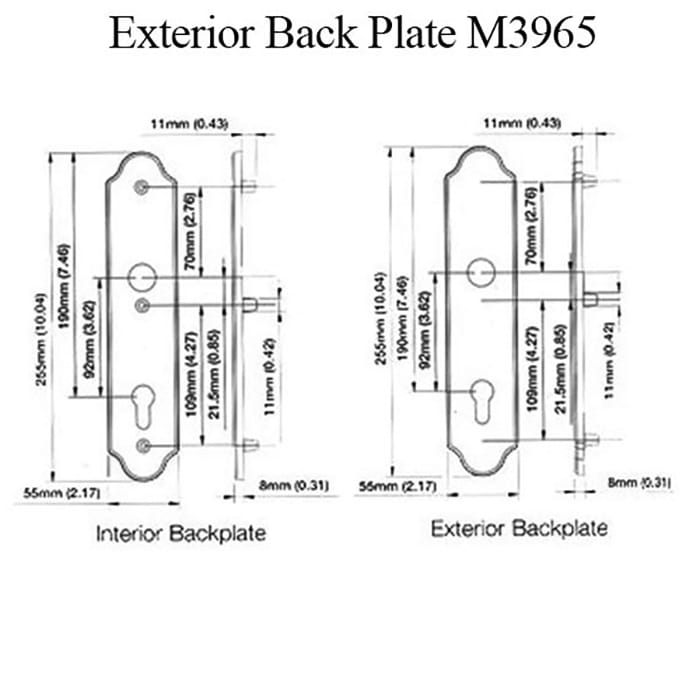 Hoppe Exterior Back Plate – M3965N, 2.17" x 10.04", Resista Polished Brass