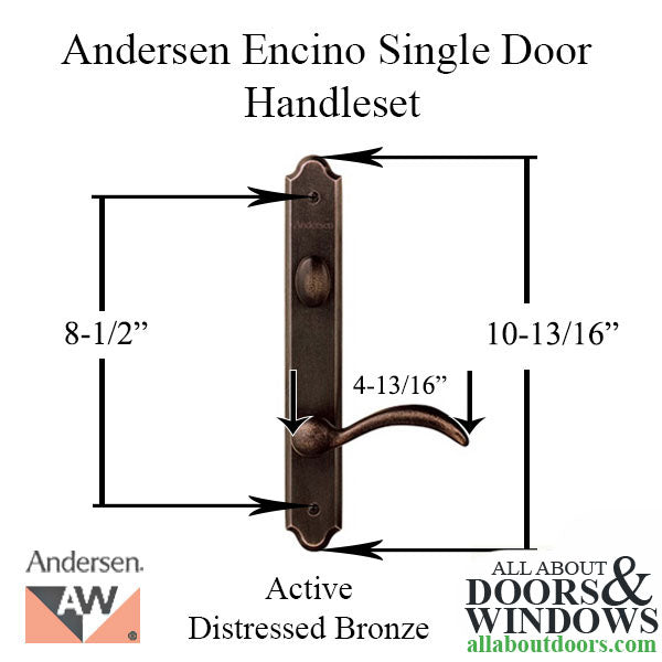 Andersen Encino Handle Trim Set for Frenchwood Hinged Patio Door – Single Active, Distressed Bronze