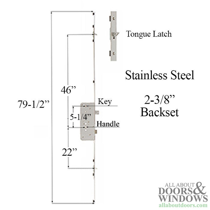 Rockwell Sentinel Multipoint Lock for 8' Doors – 60mm Backset, 133mm PZ, Tongue Version