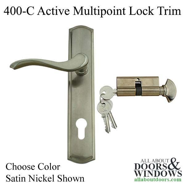 400C Euro Multipoint Handleset Trim – Left Hand, Satin Nickel