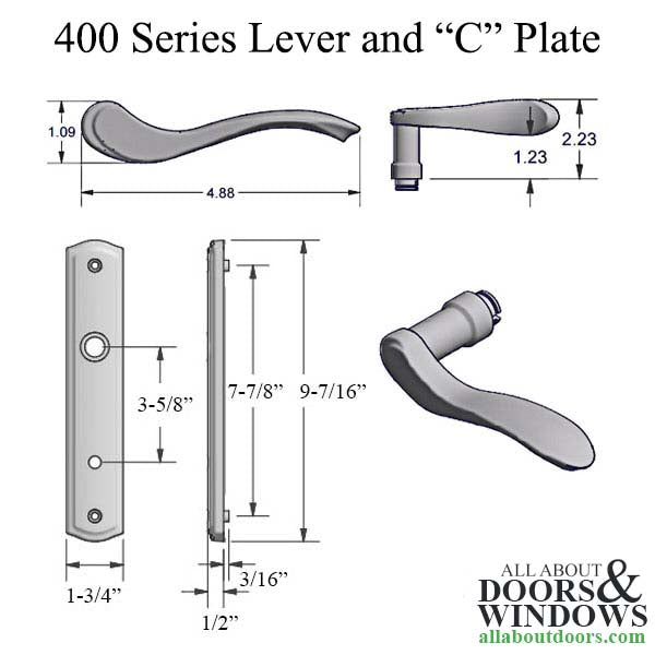 400C Euro Multipoint Handleset Trim – Left Hand, Satin Nickel