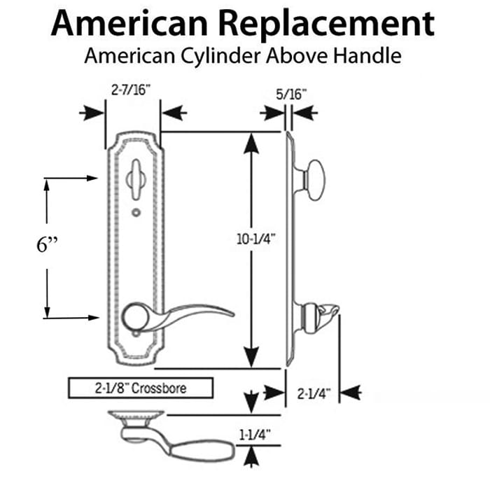 Pella Eclipse Handleset with Kwikset SmartKey for Trilennium Multipoint Lock – 6" Spacing