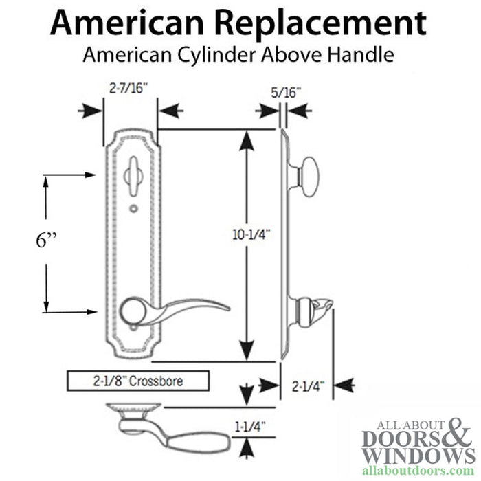 Pella Eclipse Handleset with Kwikset SmartKey for Trilennium Multipoint Lock – 6" Spacing