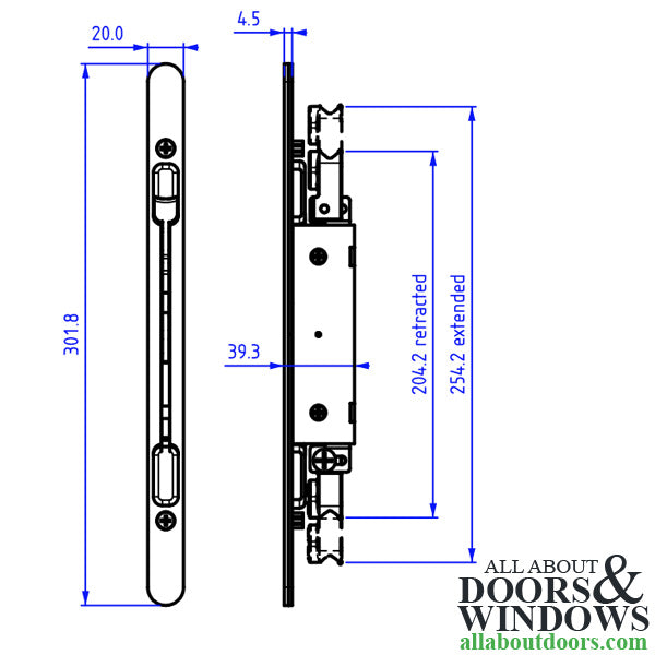 GU Shootbolt Lock for Inactive Doors – 16mm Faceplate, Adjustable Backset