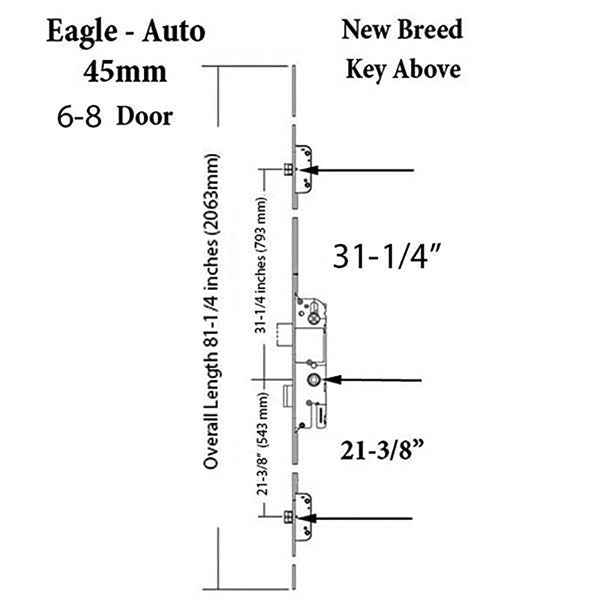 GU New Breed 3-Point Multipoint Lock – 45mm Backset, 92mm PZ, Key Above Lever