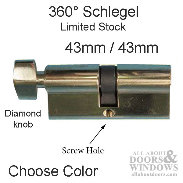 Schlage 360° Profile Cylinder with Small Knob – 3-5/8" Housing, Polished Brass
