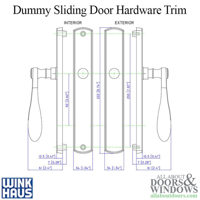 Winkhaus Fontana Dummy Sliding Door Handle – Right Hand