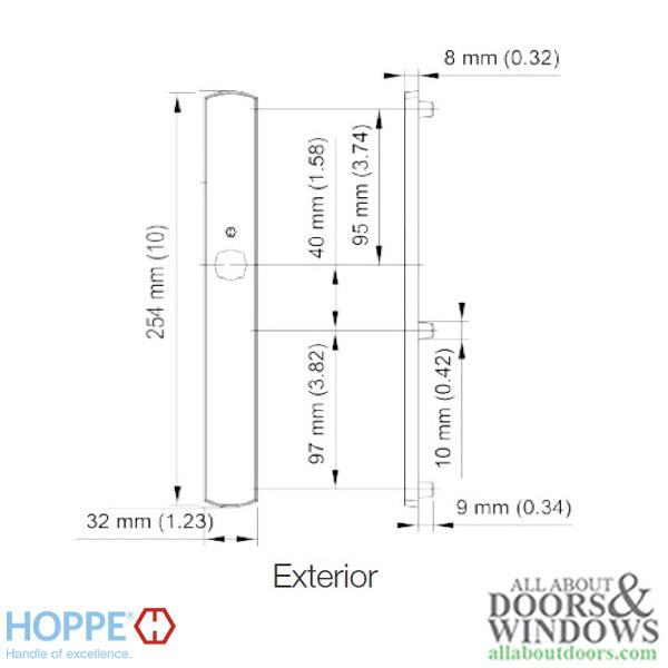 Hoppe Contemporary M2165N Exterior Dummy Backplate – Rustic Umber