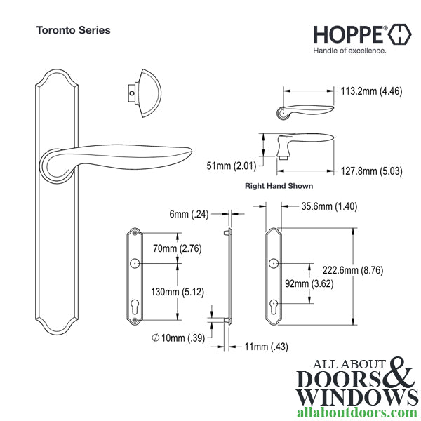 Hoppe Toronto Inactive Handle Set – Non-Keyed with Thumb-Turn, Resista Brass