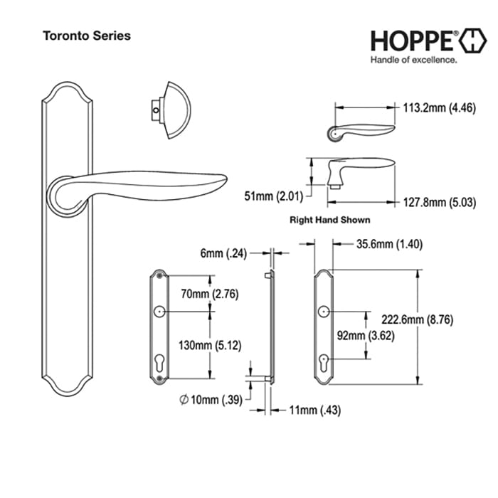 Hoppe Toronto Inactive Handle Set – Non-Keyed with Thumb-Turn, Resista Brass