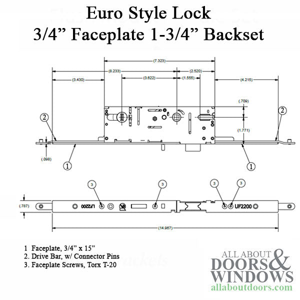Commercial Multipoint Lock Gearbox – 92mm PZ, Stainless Steel