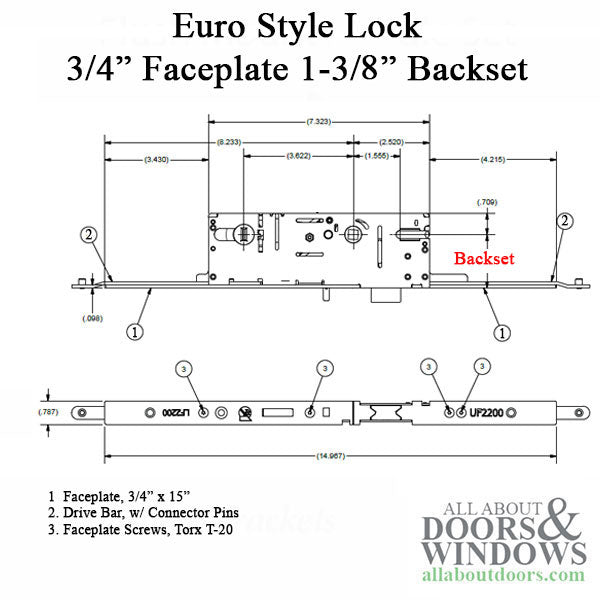 Multipoint Lock Gearbox – 92mm PZ, Stainless Steel