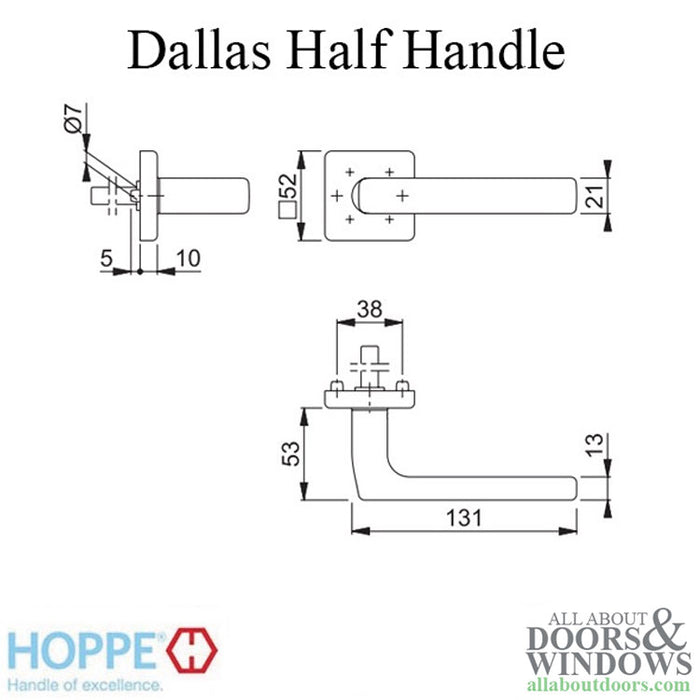 Hoppe Dallas Interior Handle Half Set on Rose – Black