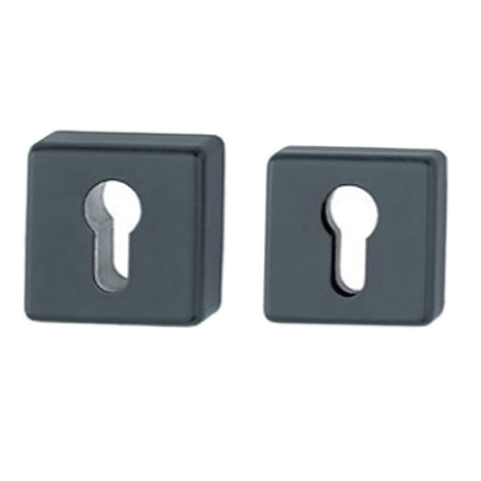Security Rosette Escutcheon Pair – Euro Profile Cylinder, Matte Black