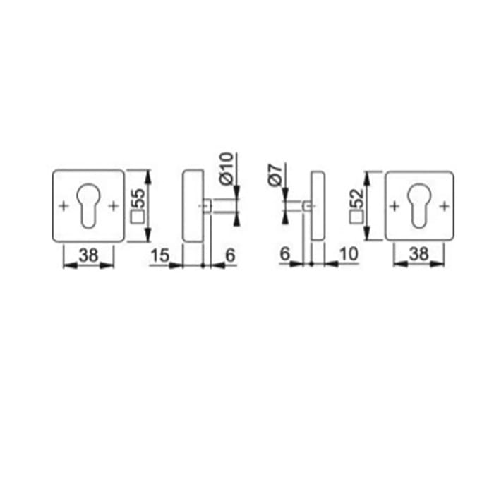 Security Rosette Escutcheon Pair – Euro Profile Cylinder, Matte Black