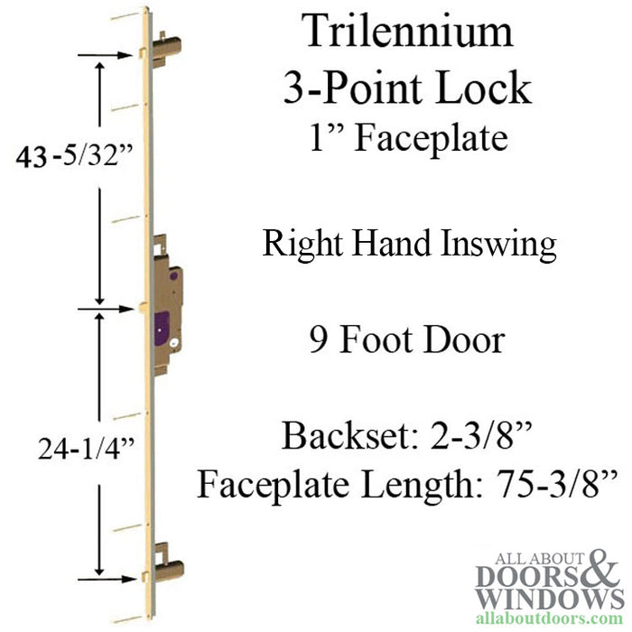 Trilennium 3000 Series Multipoint Lock for 9' Doors – 60mm Backset