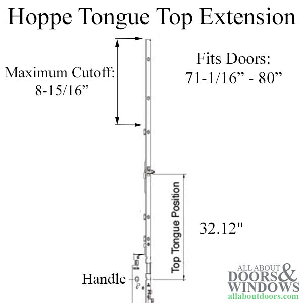 Hoppe Manual Top Extension – 16mm Faceplate, 32.12" Tongue, Radius End