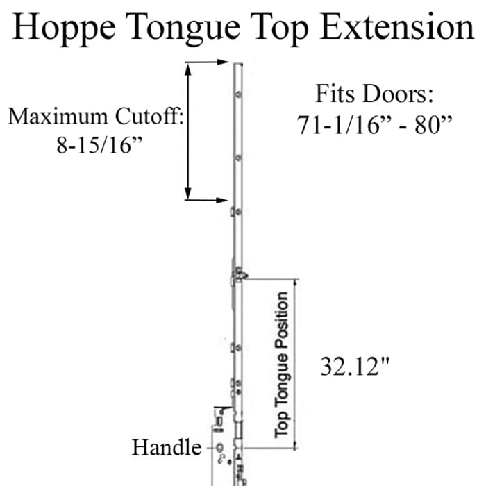 Hoppe Manual Top Extension – 16mm Faceplate, 32.12" Tongue, Radius End