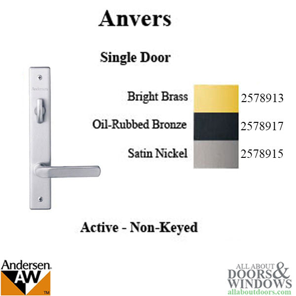 Andersen Anvers Handle Trim Set for Single Active Frenchwood Hinged Door – Satin Nickel