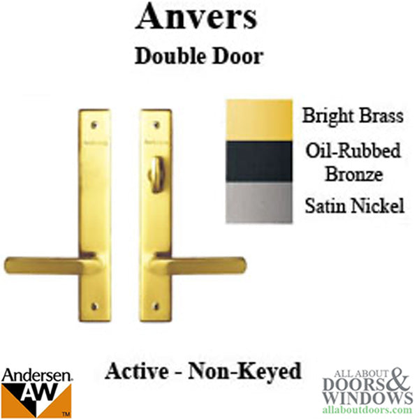 Andersen Anvers Handle Trim Set for Frenchwood Double Doors – Bright Brass