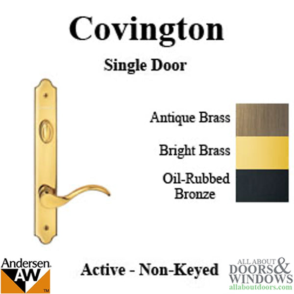 Andersen Covington Handleset Trim for Single Active Frenchwood Door – Polished Brass
