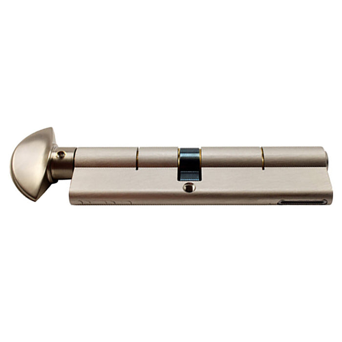 CES Euro Profile Cylinder with Crescent Knob – 55.5mm Inside, 65.5mm Outside, Satin Nickel