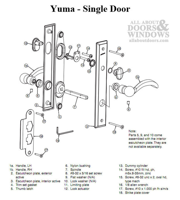 Andersen Yuma Hinged Patio Door Hardware Set – Distressed Nickel
