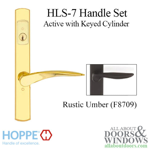 Hoppe Rodos Keyed Active Handle Set – Contemporary Square, Rustic Umber