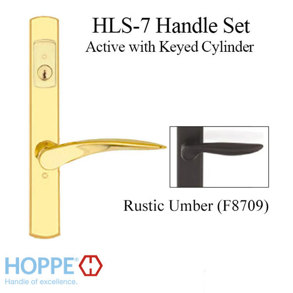 Hoppe Rodos Keyed Active Handle Set – Contemporary Square, Rustic Umber
