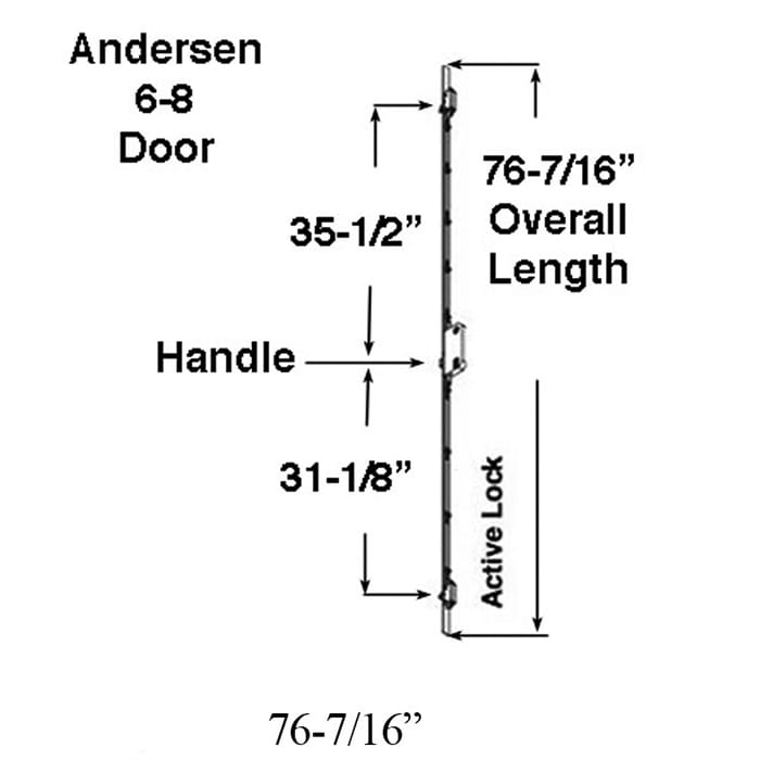 Andersen A-Series 3-Point Lock Mechanism for FWHID68/FWHOD68 Doors – 50mm Backset, 106mm PZ