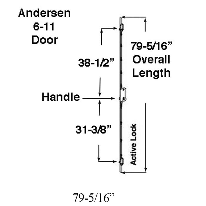 Andersen A-Series 3-Point Lock Mechanism for FWHID611 Active Panel – 2" Backset