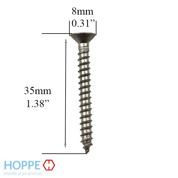 Hoppe Stainless Steel Wood Screw – 8mm Head, 35mm Length