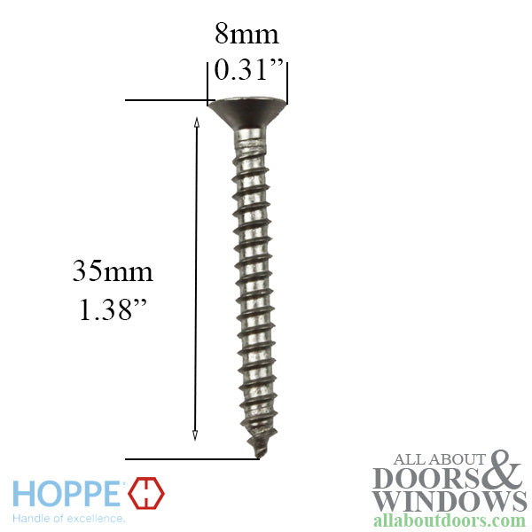 Hoppe Stainless Steel Wood Screw – 8mm Head, 35mm Length