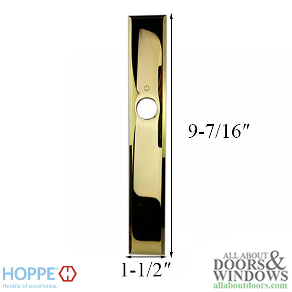 Hoppe Dallas Exterior Back Plate – Polished Brass, No Cylinder Hole