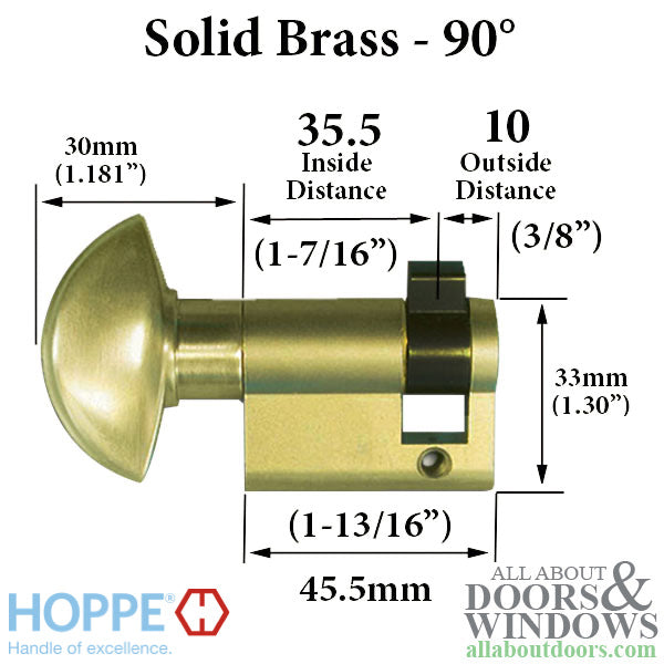 Hoppe 90° Non-Keyed Profile Cylinder with Crescent Knob – Rustic Umber