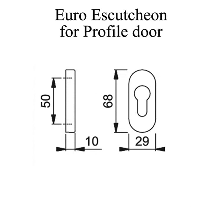 Aluminum Euro Profile Cylinder Escutcheon – Silver, 50mm Screw Holes
