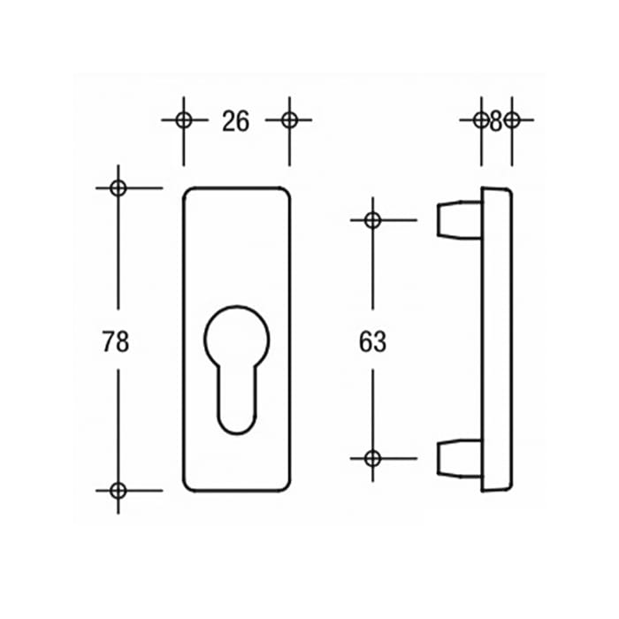 Outside Rosette with Cylinder Bore – 10mm Positioning Plugs