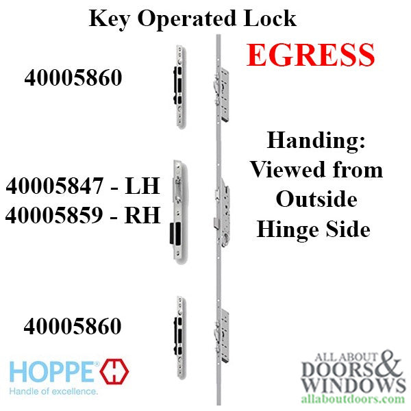 Hoppe Egress Multipoint Lock – 45mm Backset, 92mm PZ, 73-85" Panel Height