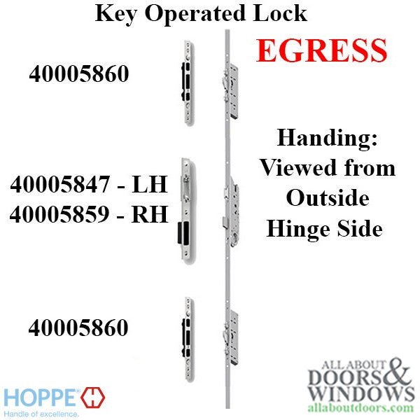 Hoppe Key Operated Multipoint Lock with Panic Function – 45mm Backset, 40.2" Handle Height