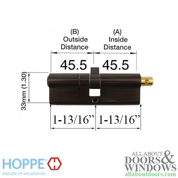 CES Euro Profile Cylinder – 45.5/45.5mm, Oil Rubbed Bronze