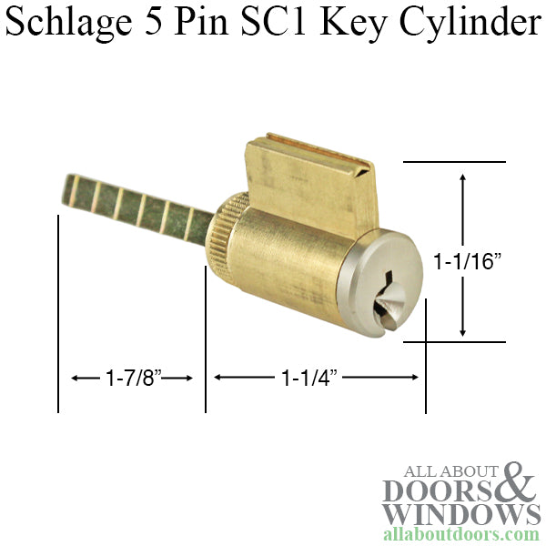 HLS7 Cylinder – Schlage 5-Pin SC1, 46.5mm Tailpiece, Satin Nickel