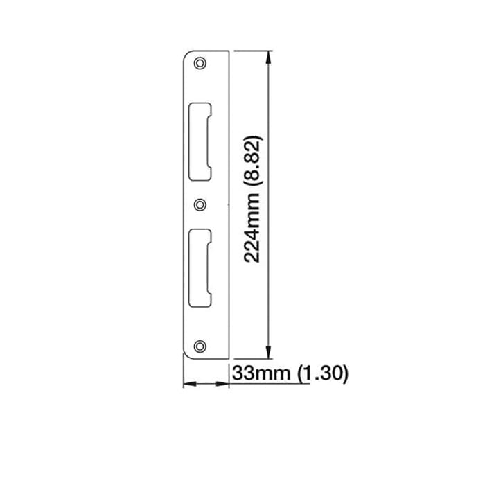 Hoppe Latch & Deadbolt Strike Plate – 1.30" x 8.82" Flat, Polished Brass