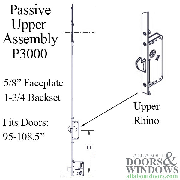 P3000 Passive Multipoint Lock Upper Assembly for 95-108" Doors – 45mm Backset, 92mm PZ